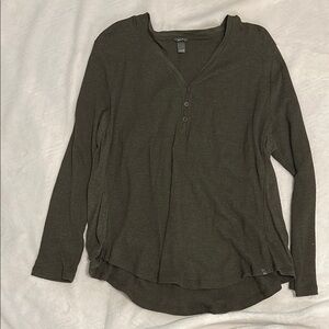 Eddie Bauer Olive Textured Henley Top